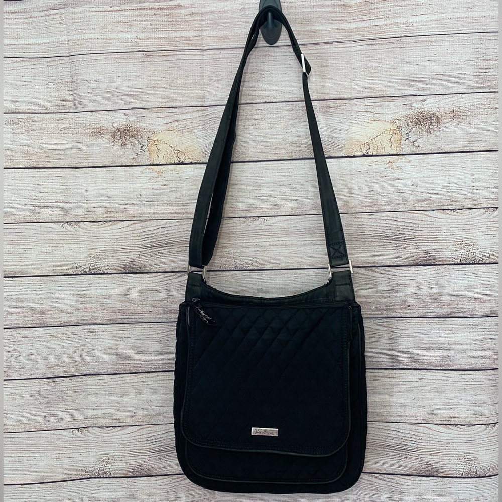 Vera Bradley Black Microfiber Mailbag